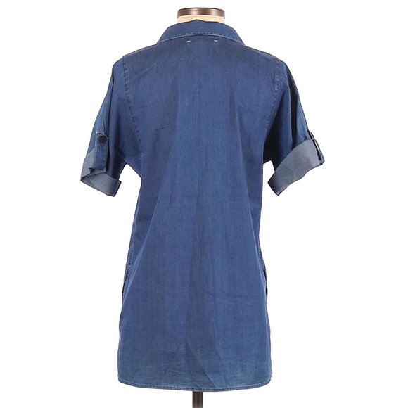LAFAYETTE 148 Chambray Short Sleeve Tunic Top P/XS - Picture 3 of 7